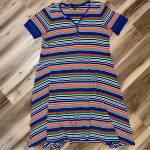 Lauren Ralph Lauren LRL Women’s 3X Striped Waffle Knit Henley Fit & Flare Dress
